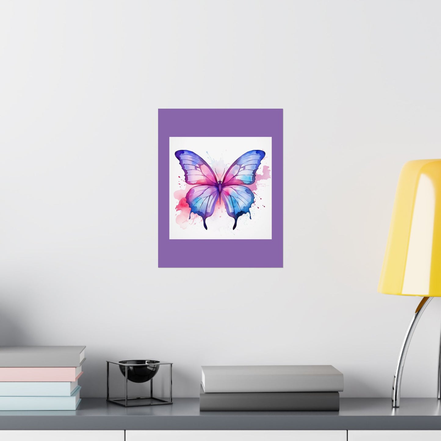 Butterfly Watercolor Matte Poster — Purple Vertical Art Print