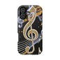 Music Notes Magnetic Impact-Resistant Phone Case — Gold Treble Clef Design