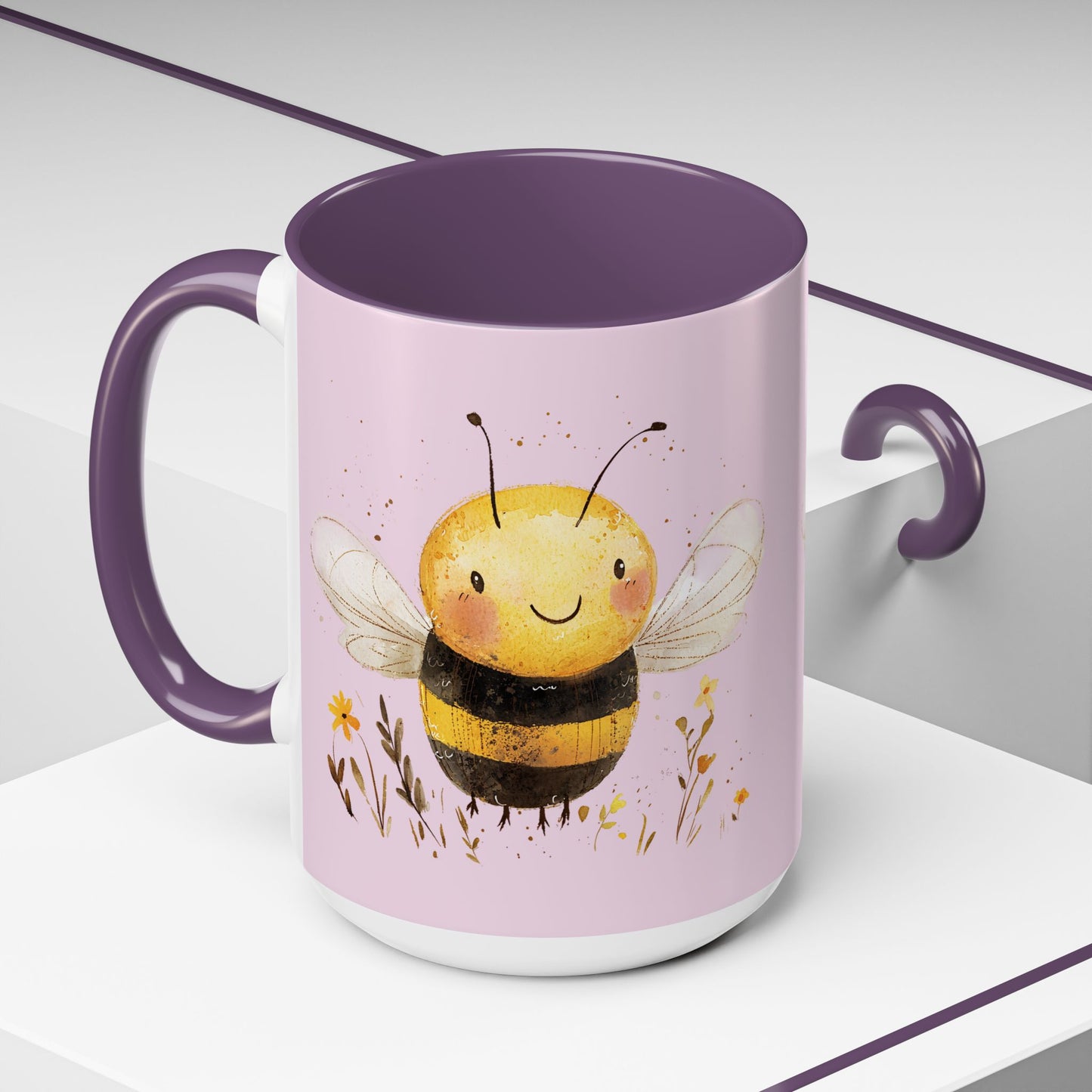 Cute Bee Accent Coffee Mug for Nature Lovers, Fun Bee Design, Gift for Friends, Bee Themed Kitchenware, Bee Lover's Mug