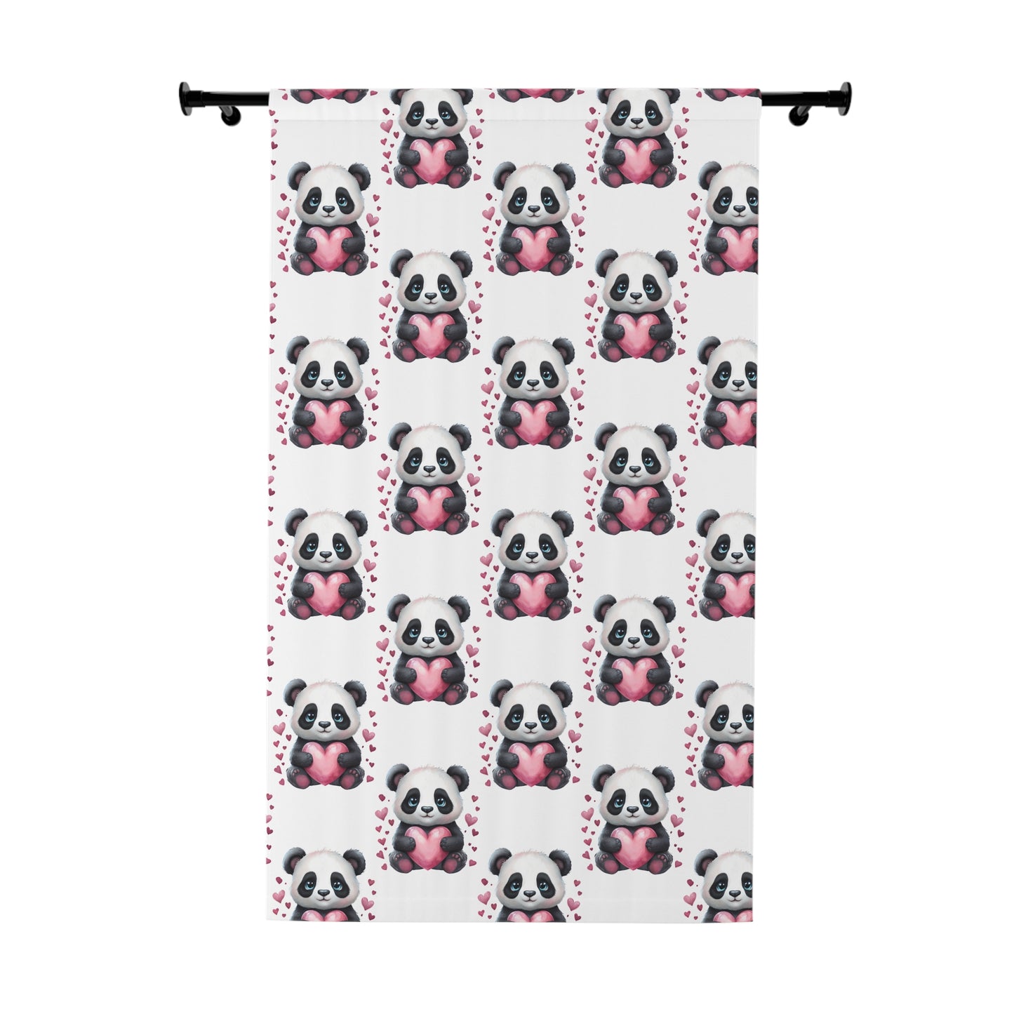 Cute Panda Love Window Curtains, Adorable Home Décor for Animal Lovers, Perfect for Kids' Rooms, Valentine's Day, Nursery