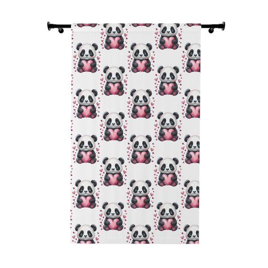 Cute Panda Love Window Curtains, Adorable Home Décor for Animal Lovers, Perfect for Kids' Rooms, Valentine's Day, Nursery