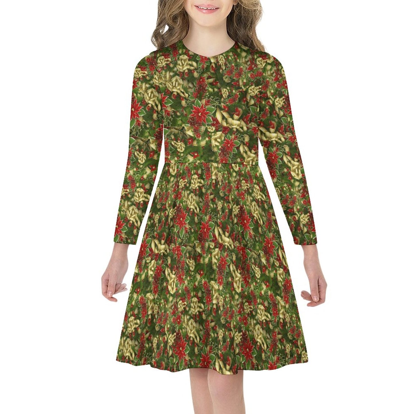 Girl's Long Sleeved Dress Christmas