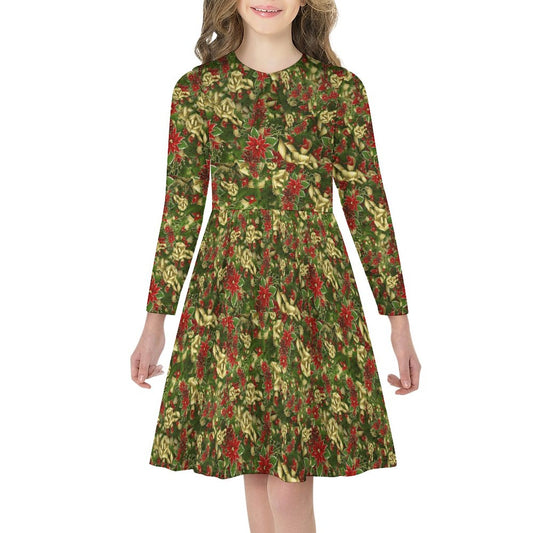 Girl's Long Sleeved Dress Christmas