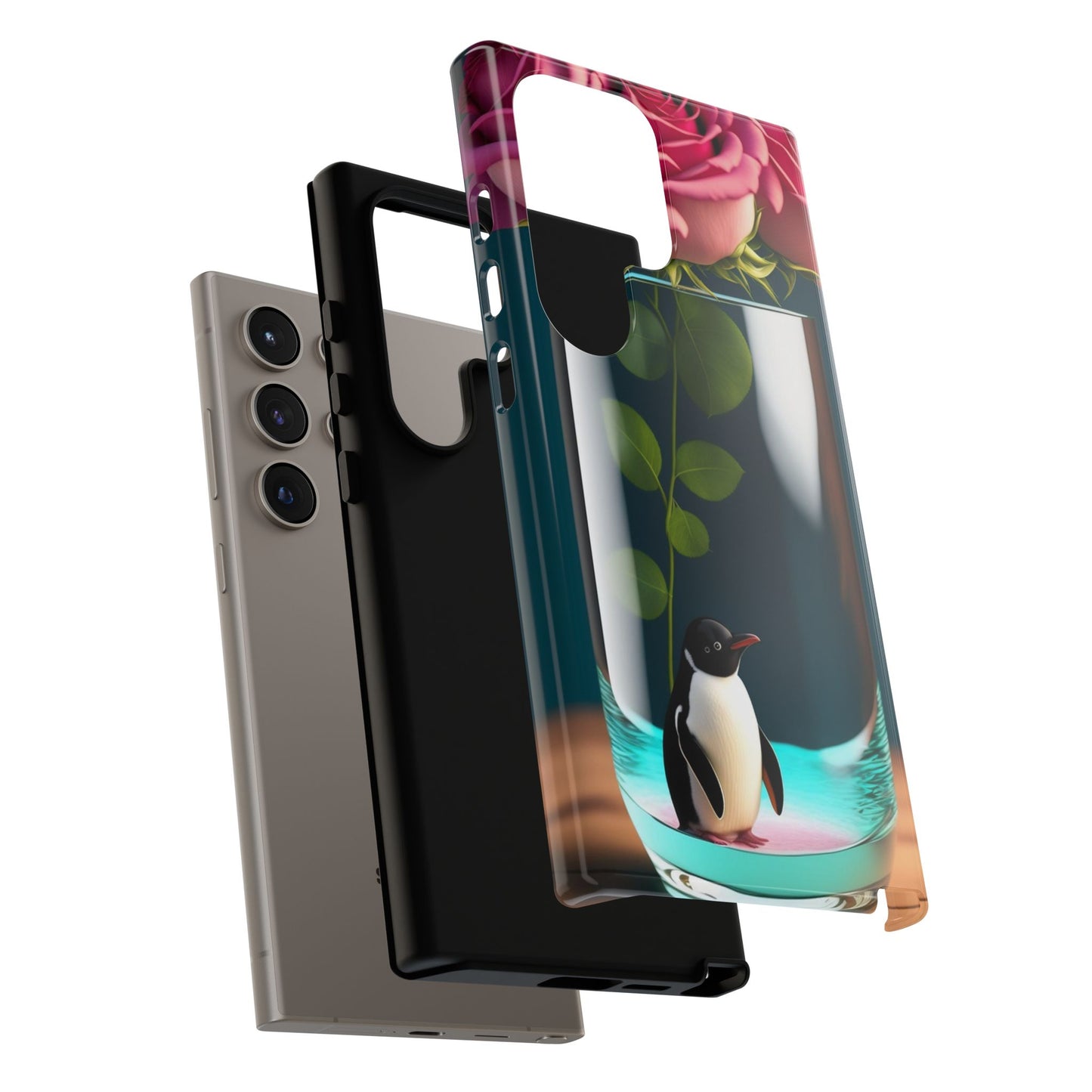 Penguin in a Glass Floral Tough Phone Case — Cute Protective Phone Cover