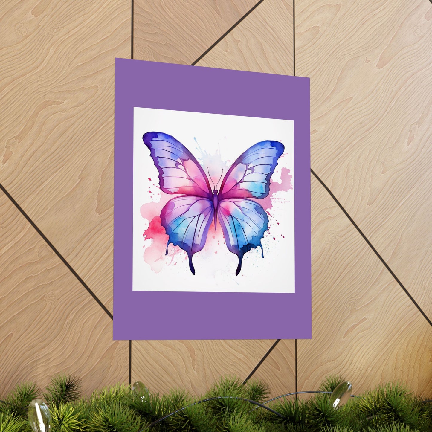 Butterfly Watercolor Matte Poster — Purple Vertical Art Print