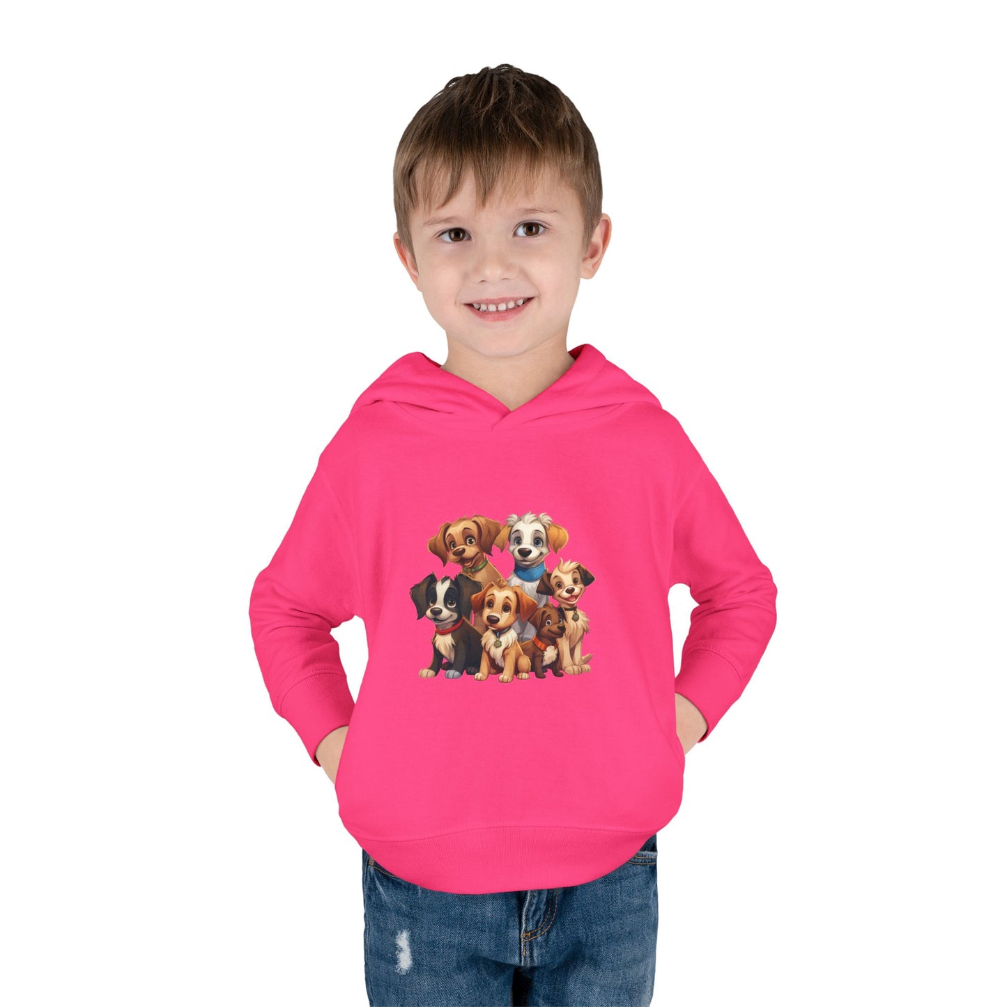 Adorable Puppy Print Toddler Hoodie, Cute Kids Fleece Pullover, Dog Lover Gift, Warm Hoodie for Boys & Girls, Pet Themed Clothes