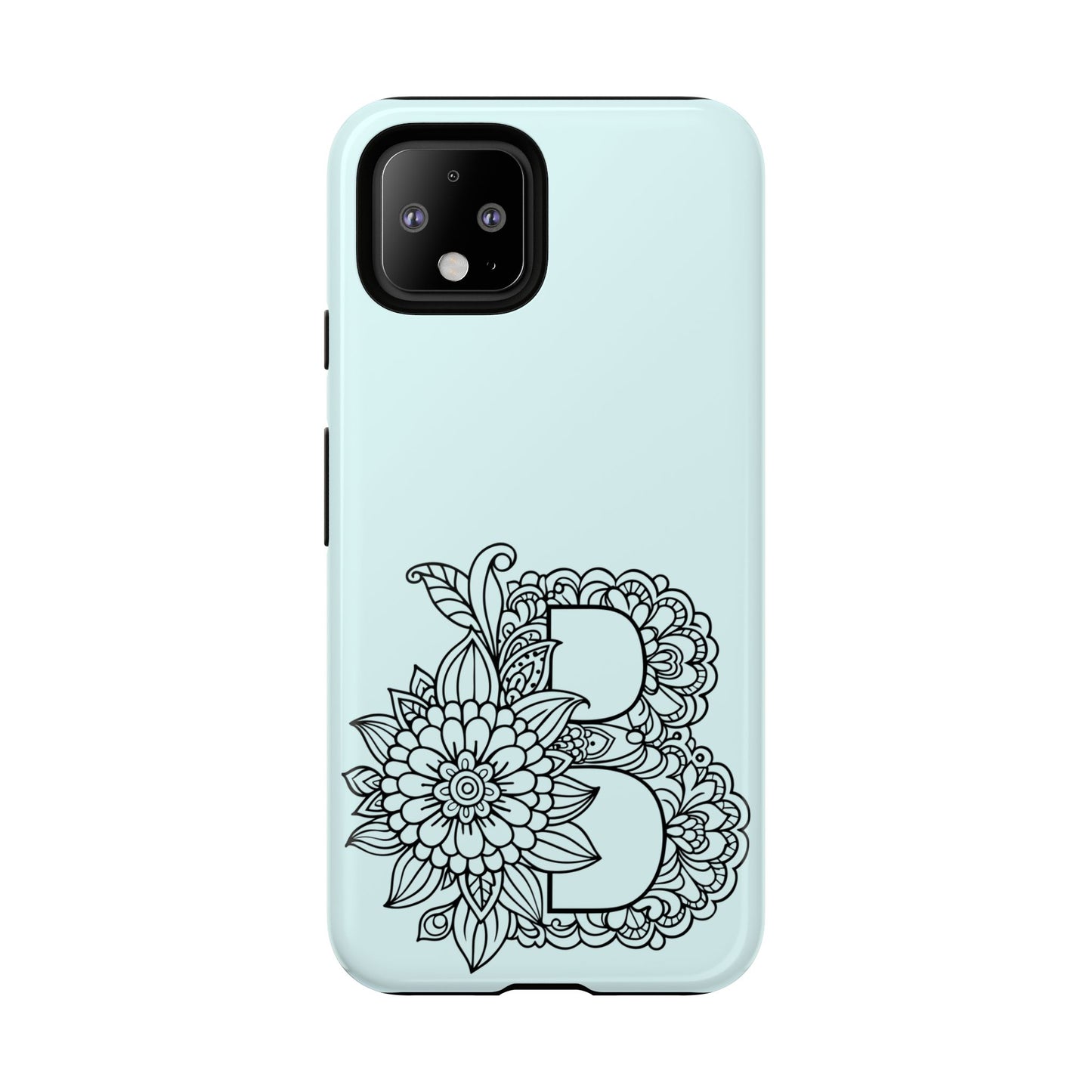 Personalized Tough Phone Case- Letter B, Floral Monogram Cell Phone Cover, Custom Protective Case, Unique Gift, Birthday, Graduation
