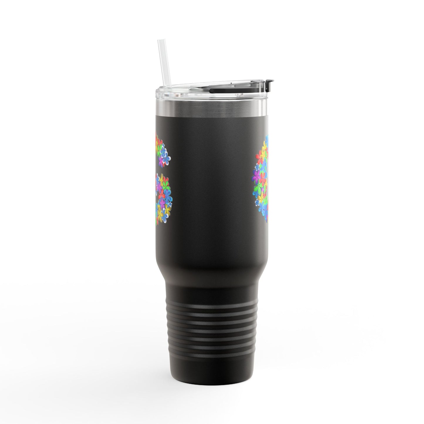 Vibrant Floral Insulated Travel Mug, Perfect for On-the-Go- Letter G