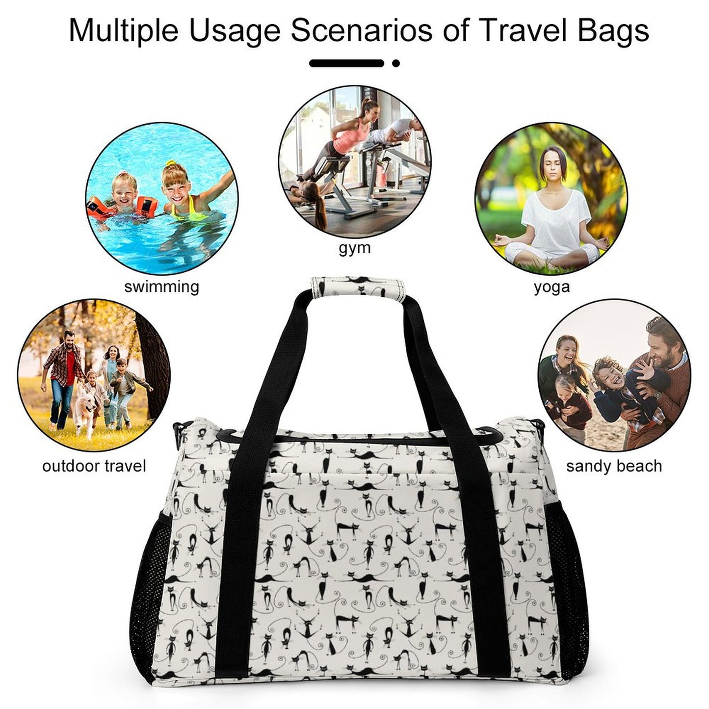 Travel Duffel Bag - Black cats