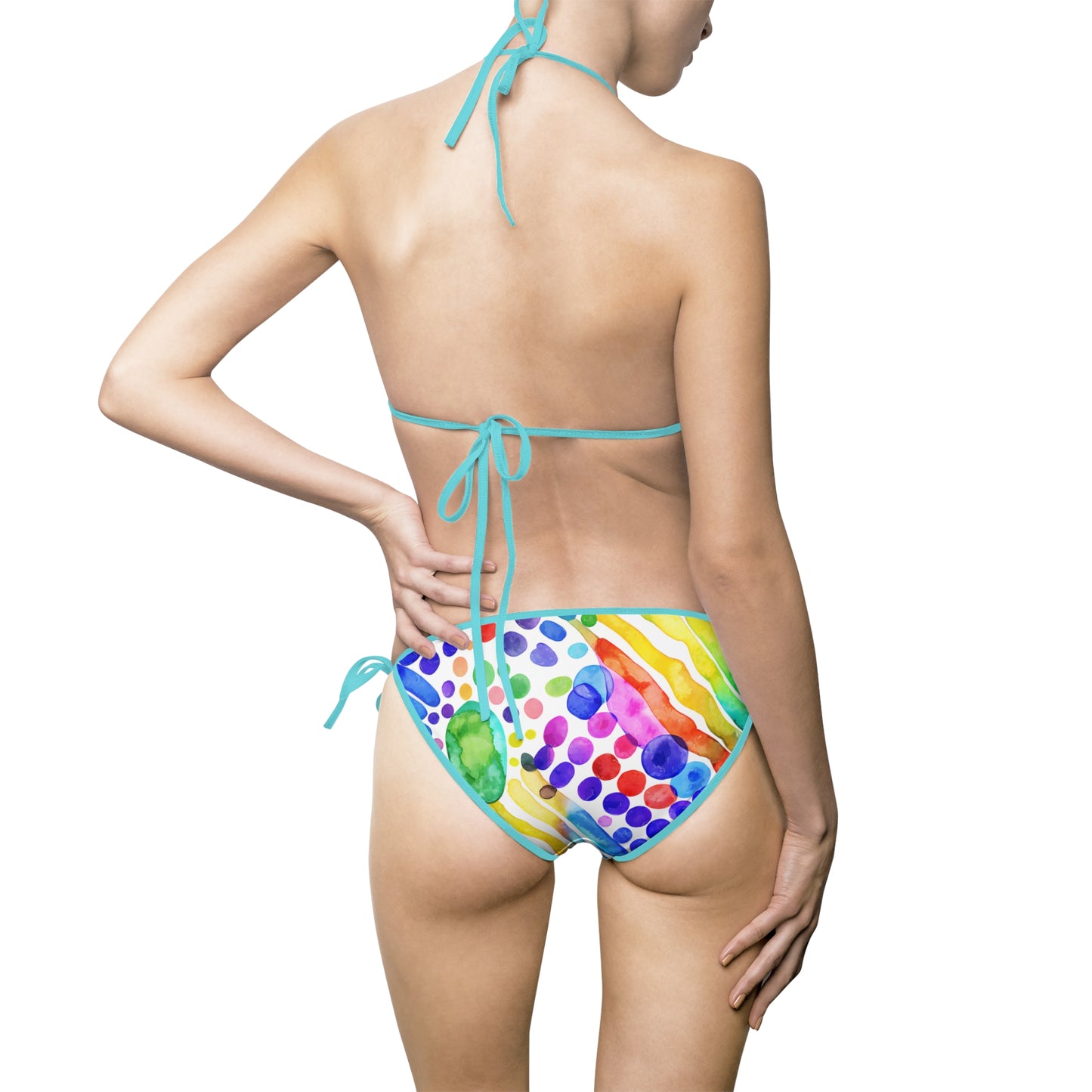 Vibrant Women's Bikini Swimsuit, Colorful Beachwear, Summer Pool Party, Vacation Swimwear, Fun Print Swim Set, Holiday Swimwear