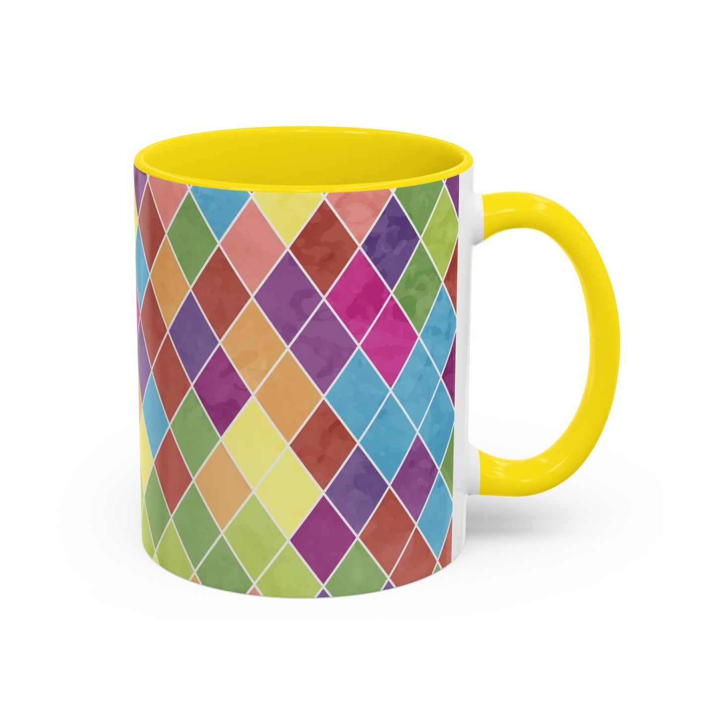 Colorful Diamond Pattern Coffee Mug, Coffee Lover Gift, Bright Kitchen Decor, Artistic Mug, Vibrant Drinkware