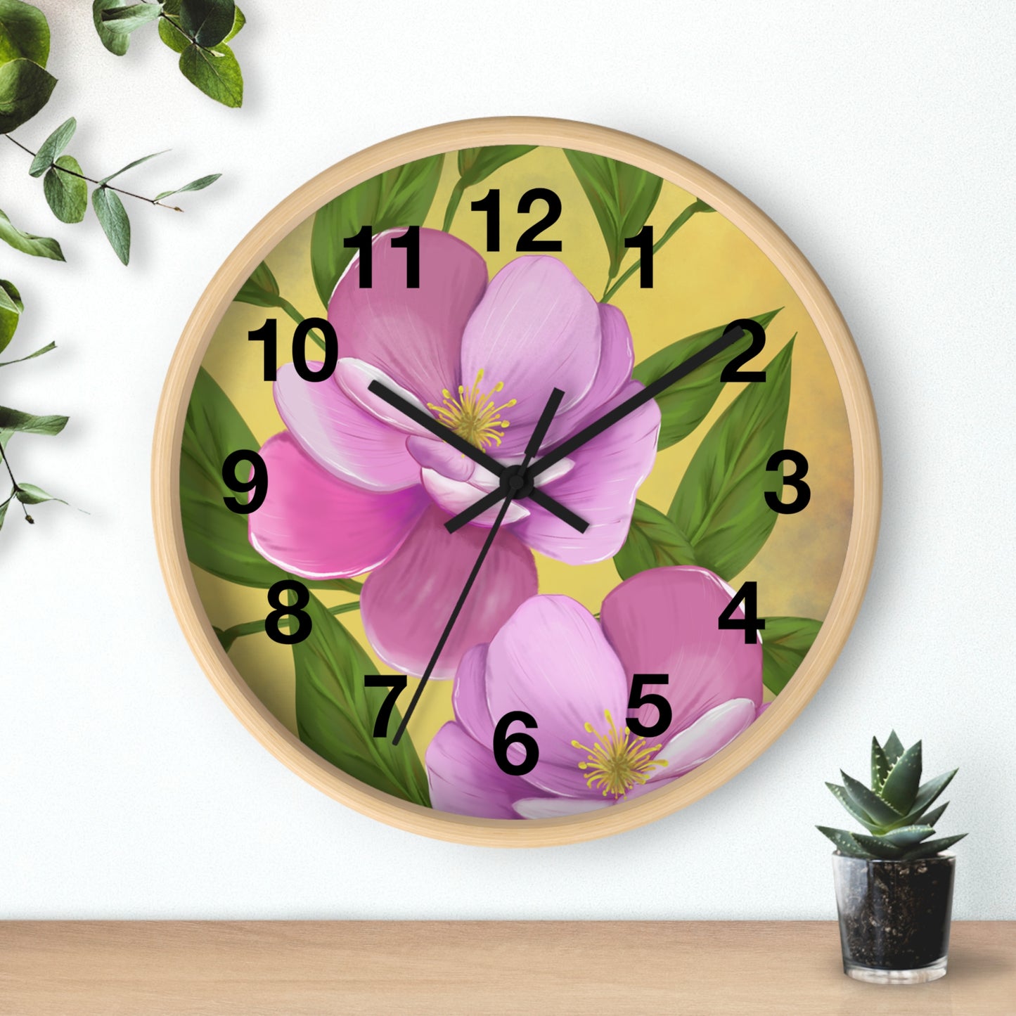 Floral Wall Clock, Boho Decor for Home, Functional Art, Gift for Her, Living Room Accent