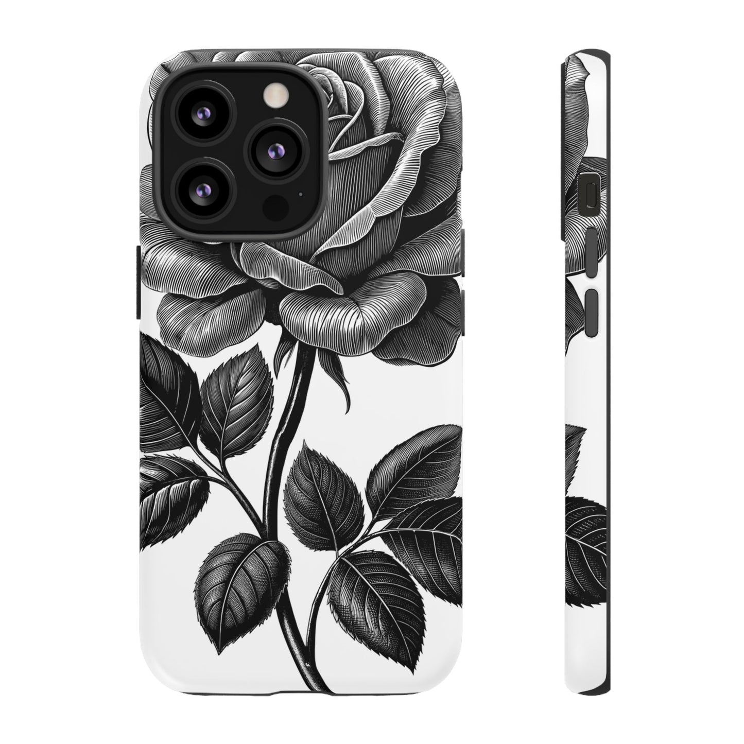 Elegant Floral Phone Case - Tough Cases, Black Rose Design, Floral Phone Cover, Stylish Phone Accessory, Gift for Her, Mother's Day