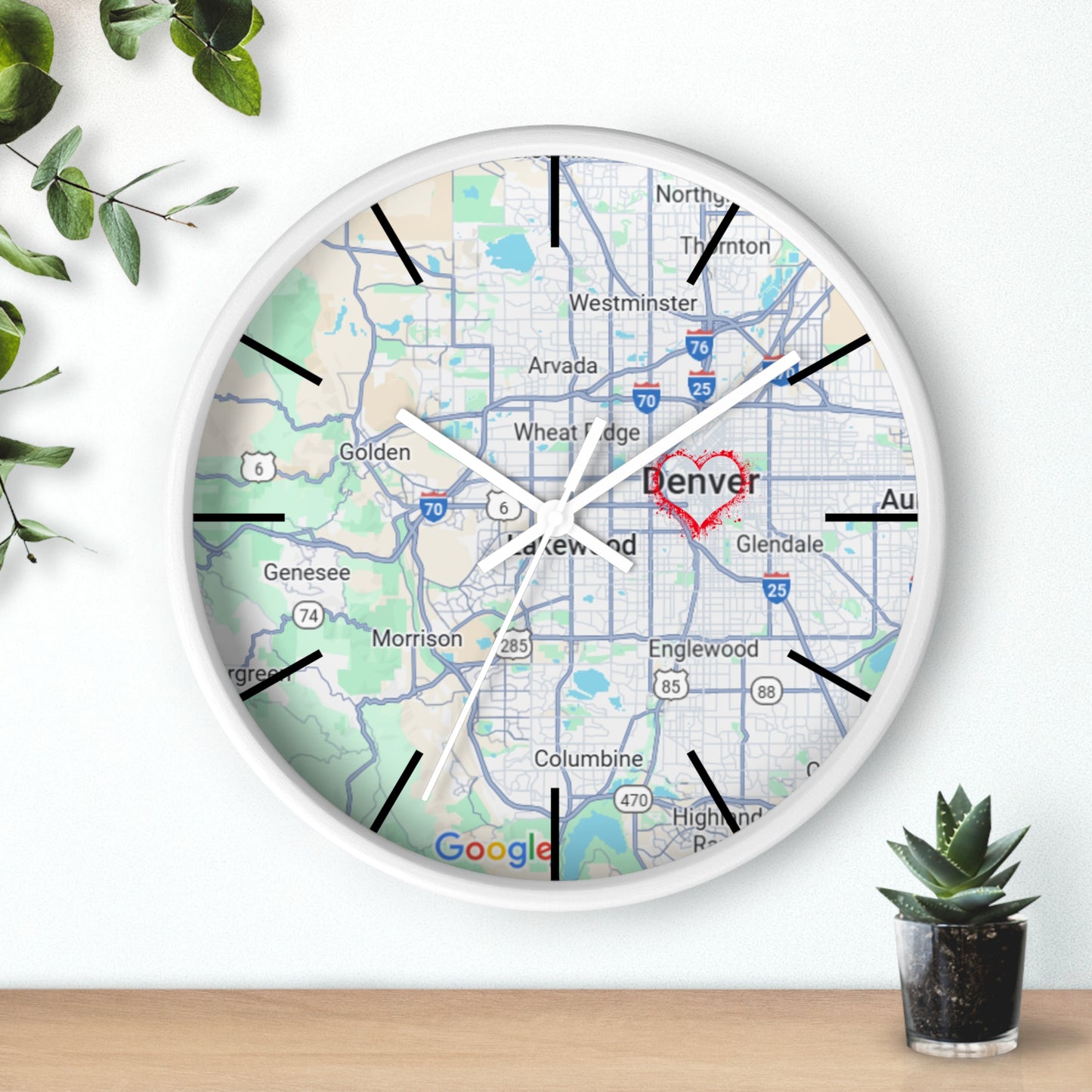 Custom Denver Map Wall Clock, Home Decor, Personalized Gift, Unique Wall Art, Modern Timepiece, Housewarming Present