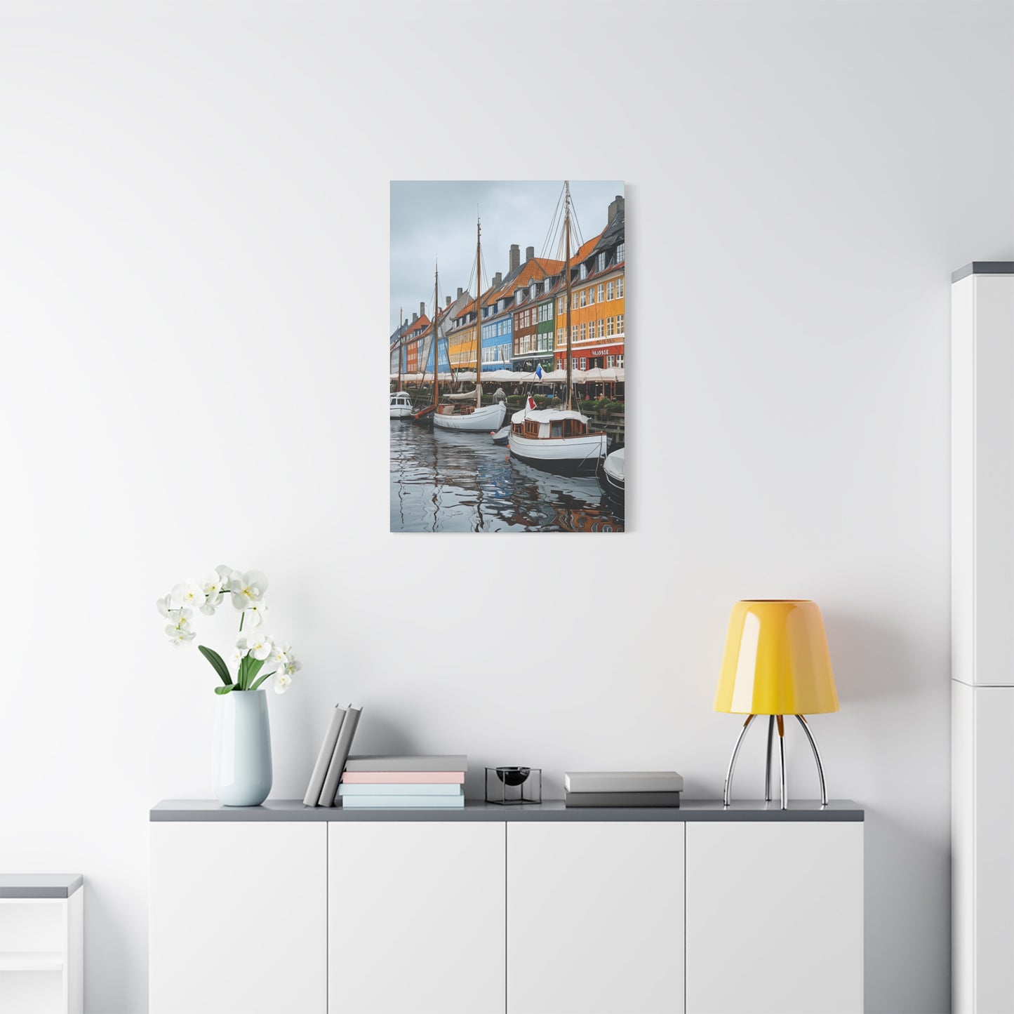 Coastal Canvas Print, Vibrant Harbor Art, Nautical Home Decor, Gift for Sailors, Maritime Wall Art