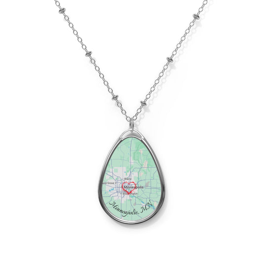 Personalized Map Pendant Necklace, Custom Location Jewelry, Gift for Her, Anniversary, Birthday, Travel Keepsake, Heart Charm