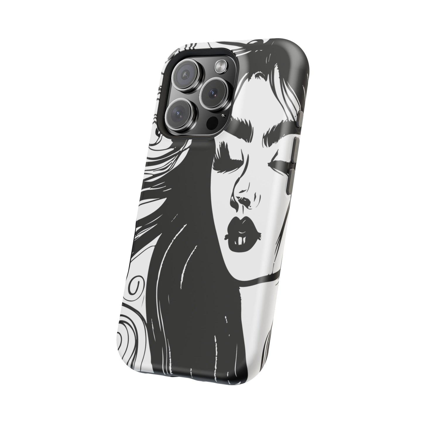 Artistic Black & White Portrait Phone Case — Magnetic Impact-Resistant