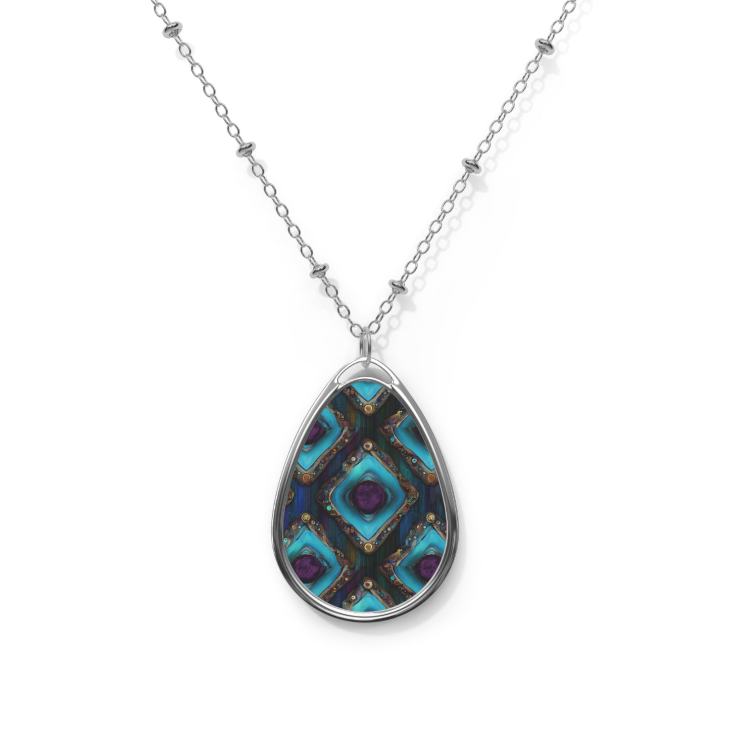 Bohemian Oval Necklace, Statement Jewelry, Unique Gift