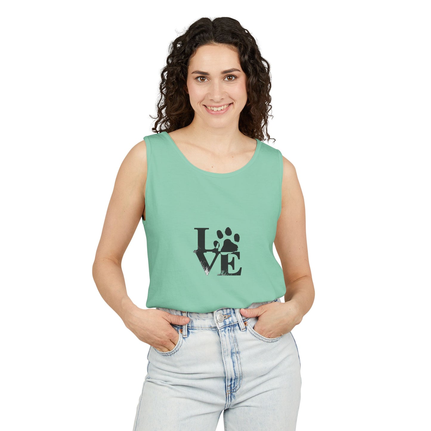 Paw Print Love Tank Top | Animal Lover Gift, Summer Tee, Pet Adoption Support, Casual Wear, Gift for Dog Mom/Dad