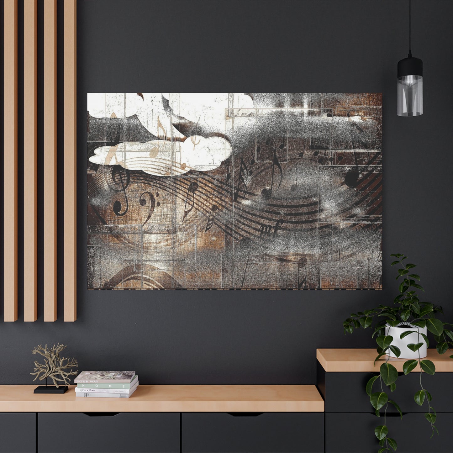 Abstract Musical Notes Matte Stretched Canvas Art (1.25")