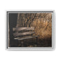 Framed Matte Canvas Print — Autumn Park Bench Photography
