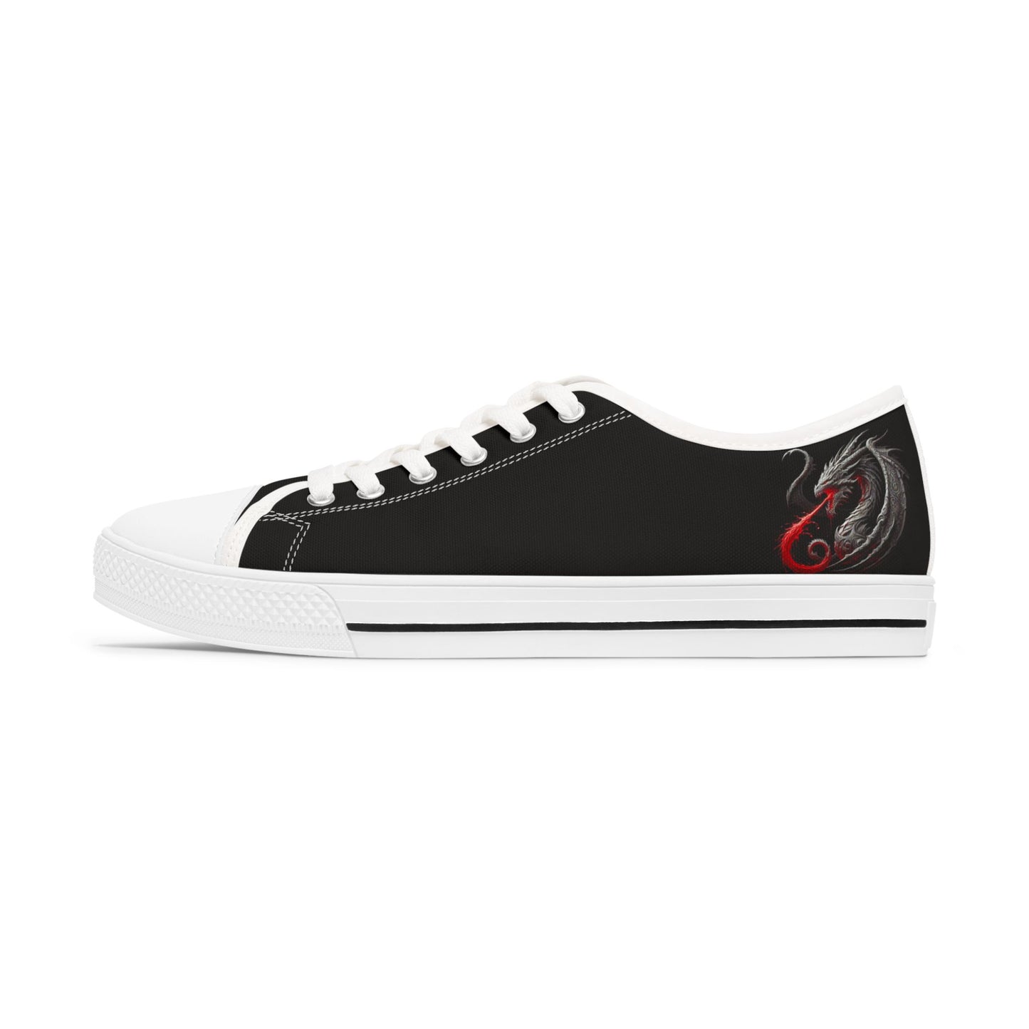 Low Top Sneakers — Black Dragon Wing Accent