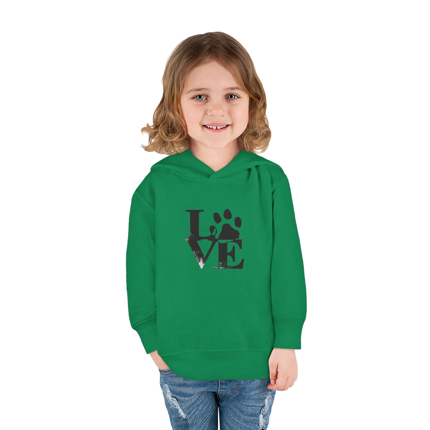 Paw Print Love Toddler Fleece Hoodie, Cute Kids Sweatshirt, Animal Lover Gift, Pet Lover Apparel, Cozy Toddler Hoodie