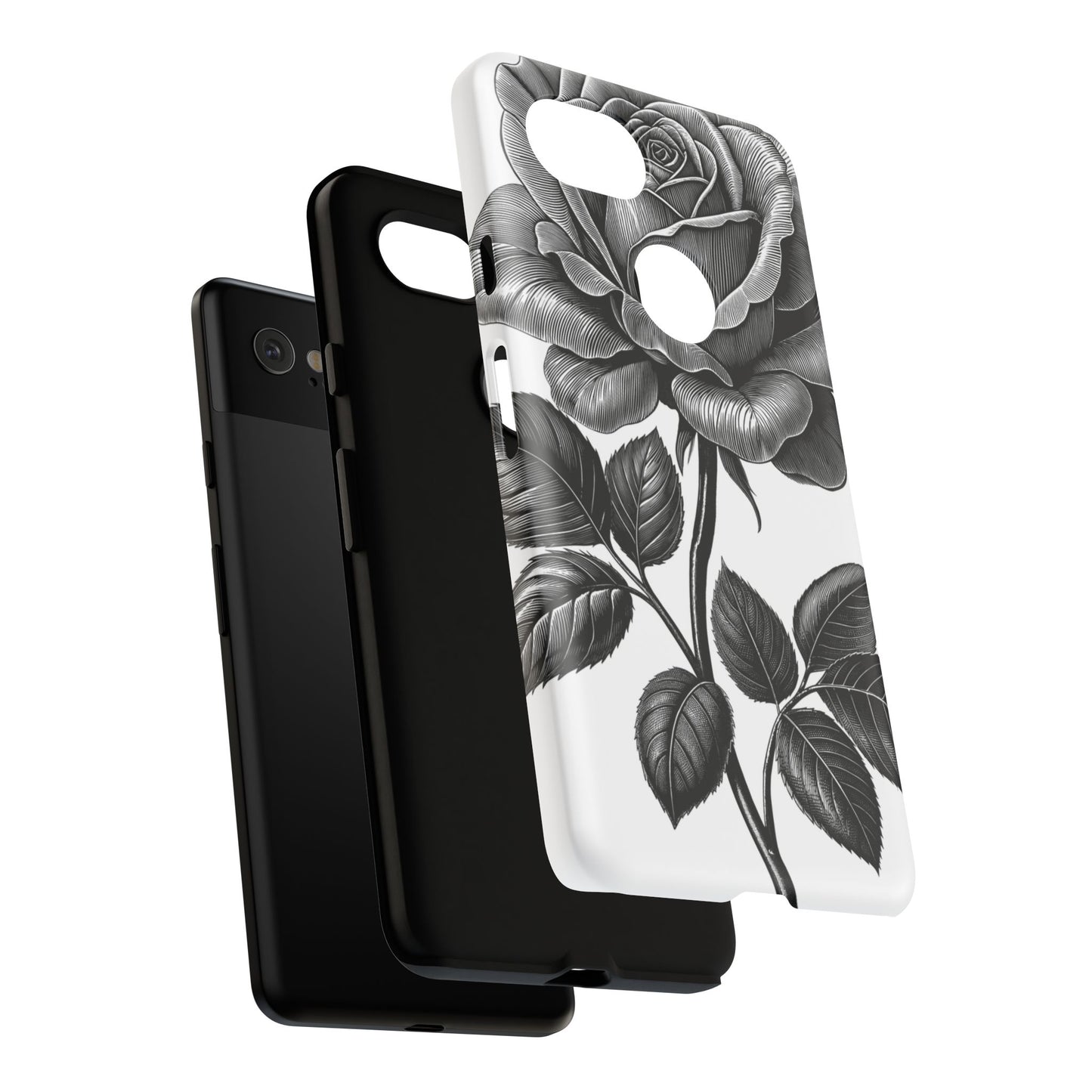 Elegant Floral Phone Case - Tough Cases, Black Rose Design, Floral Phone Cover, Stylish Phone Accessory, Gift for Her, Mother's Day