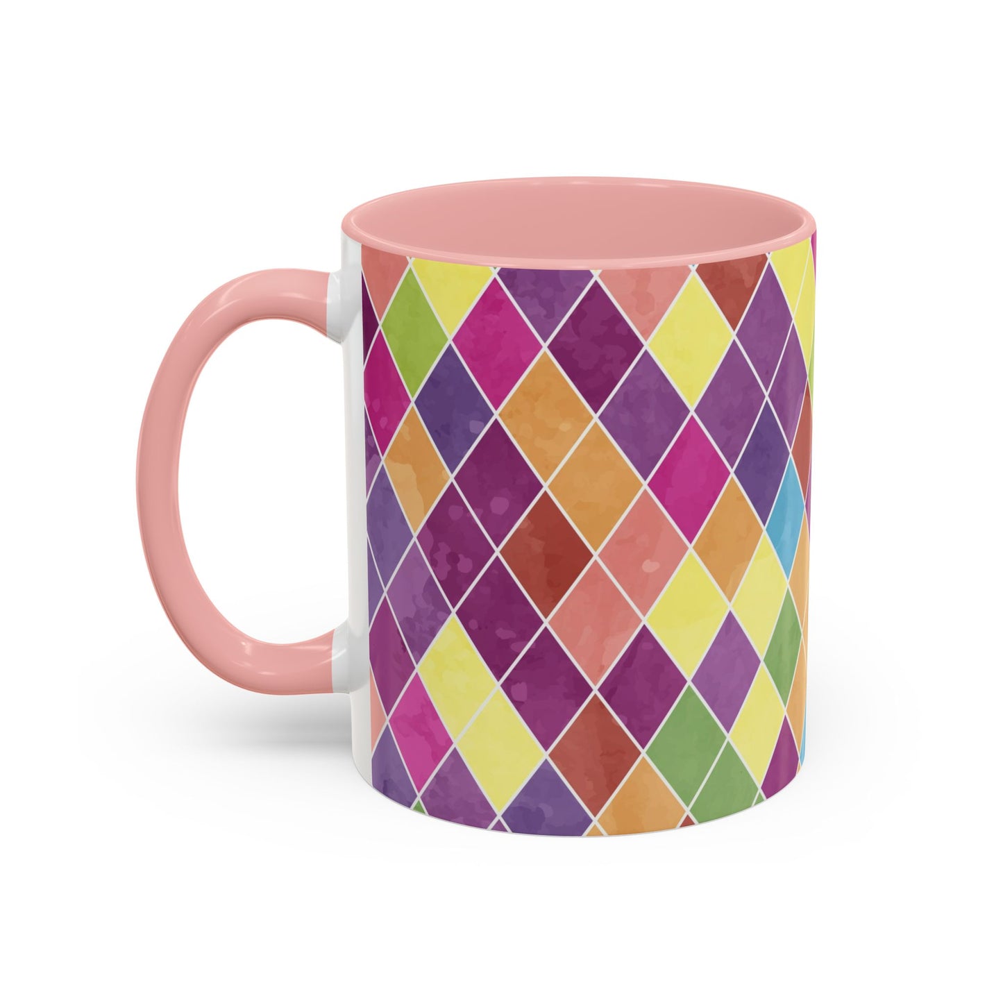 Colorful Diamond Pattern Coffee Mug, Coffee Lover Gift, Bright Kitchen Decor, Artistic Mug, Vibrant Drinkware