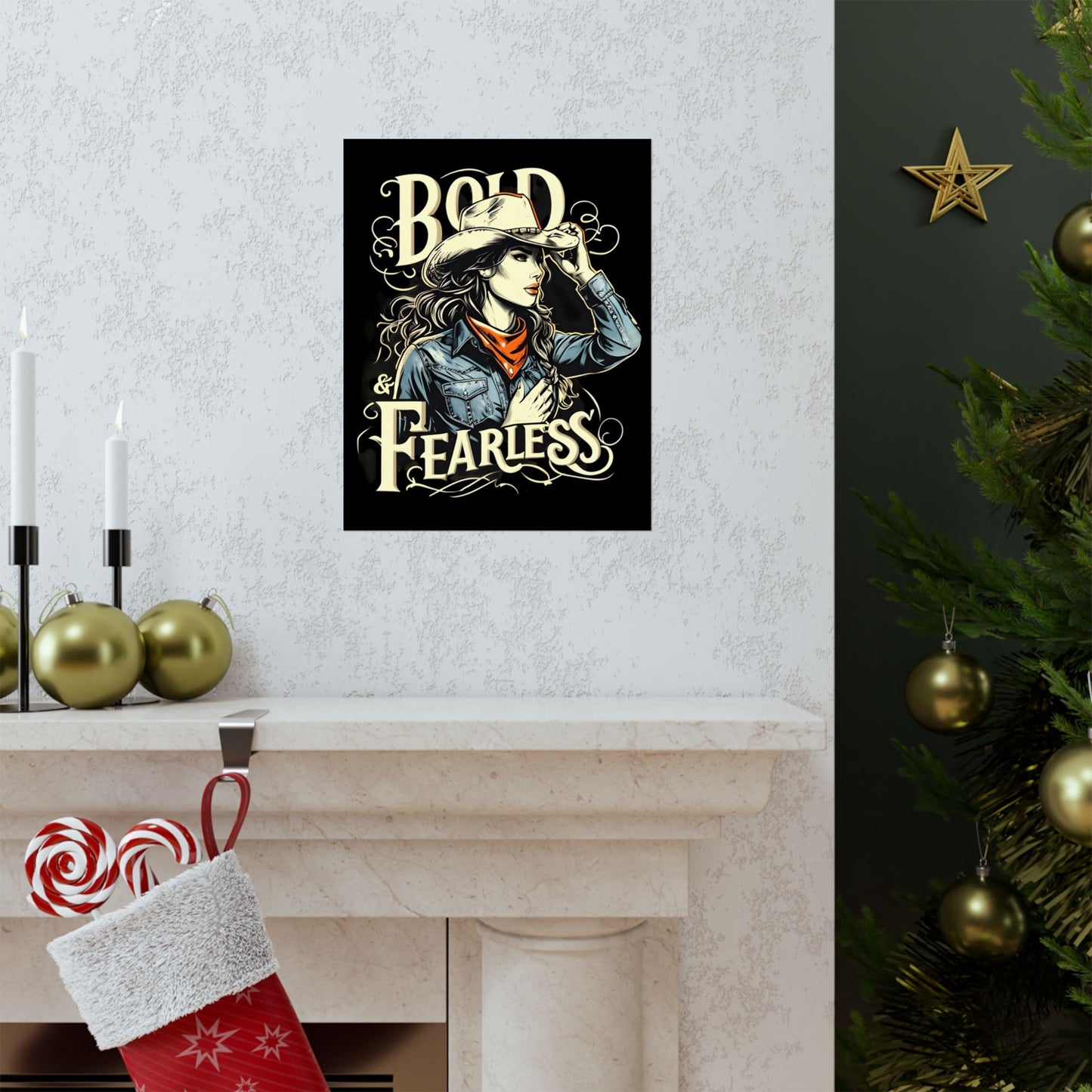 Bold & Fearless Cowboy Woman Poster — Matte Vertical Wall Art