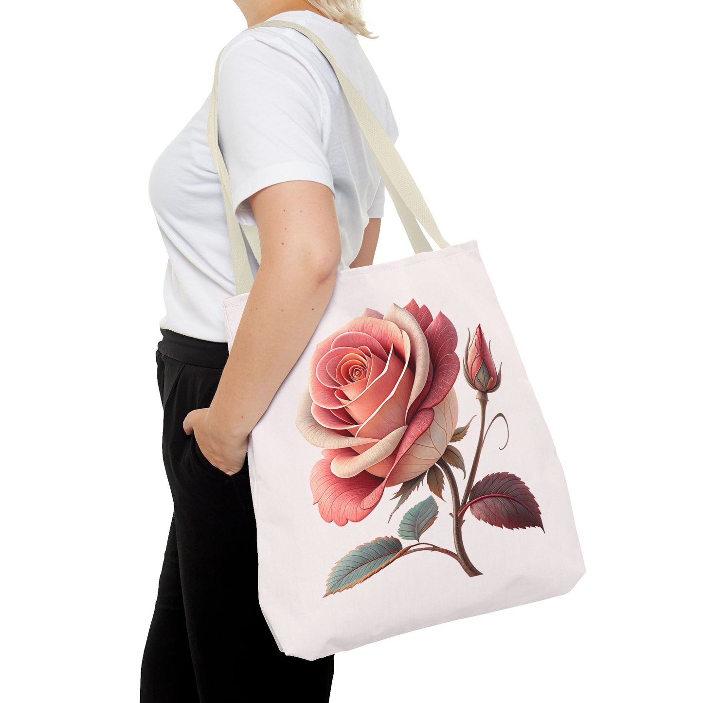 Romantic Floral Tote Bag, Rose Design, Chic Bag, Stylish Carryall, Perfect Gift for Her, Everyday Use, Eco-Friendly