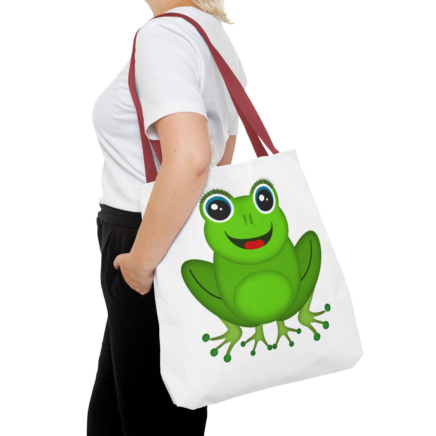 Cute Frog Tote Bag, Eco-Friendly Shopping Bag, Fun Gift for Kids, Frog Lovers, Bag for Nature Outings, Unique Frog Design