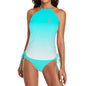 DTF Halter High Neck 2-Piece Swimsuit Set for Women
