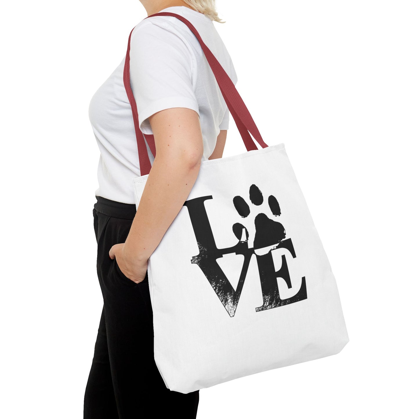 Love Paw Print Tote Bag, Pet Lover's Gift, Eco-Friendly Shopping Bag, Animal Rescue Fundraiser, Personalized Pet Tote
