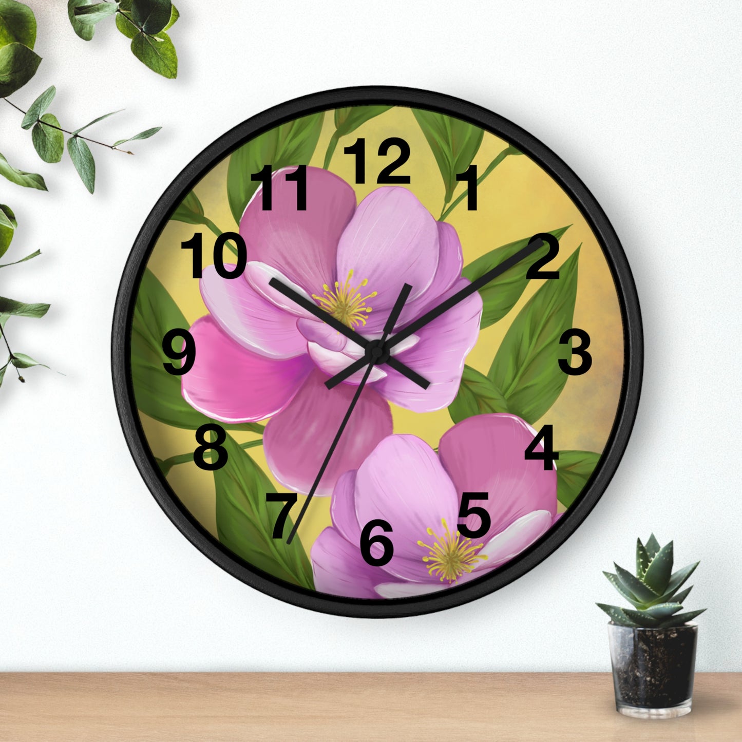 Floral Wall Clock, Boho Decor for Home, Functional Art, Gift for Her, Living Room Accent