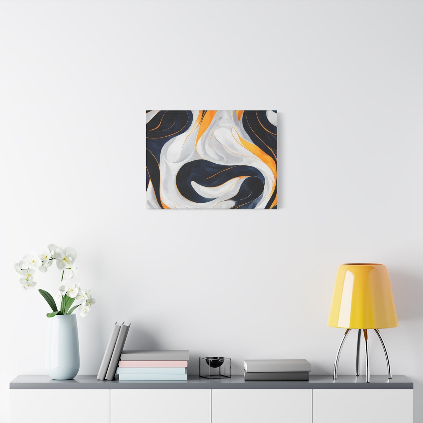 Abstract Navy & Gold Swirl Matte Canvas Wall Art