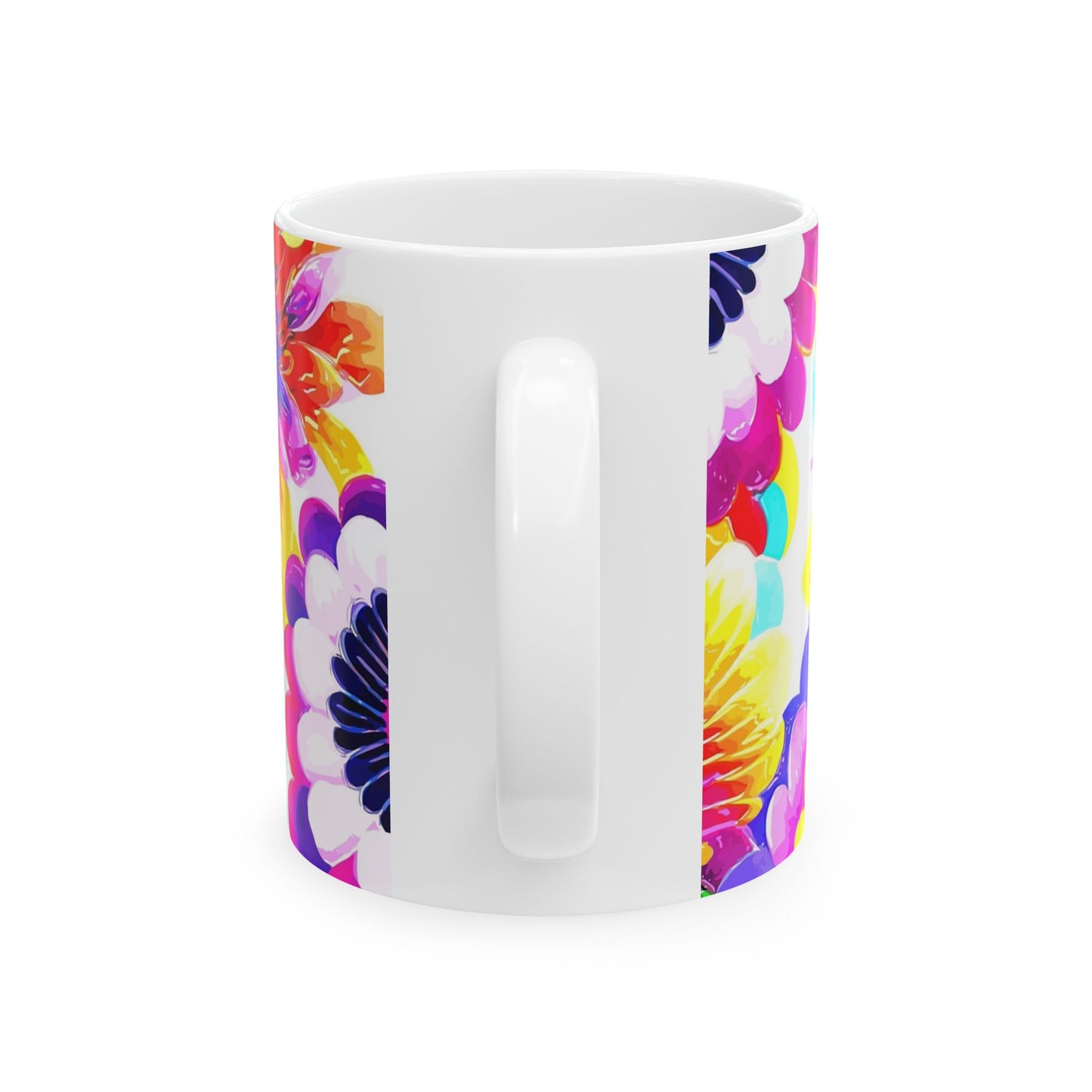 Vibrant Floral Ceramic Mug, Colorful Coffee Cup