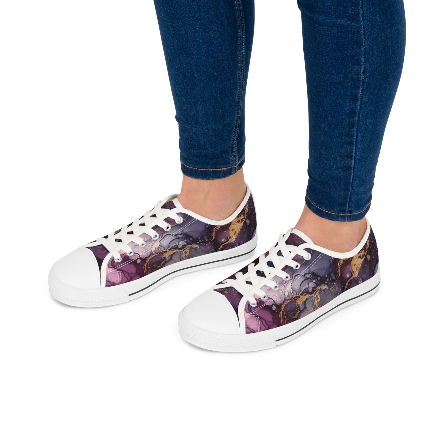 Low Top Sneakers — Purple Marble Galaxy Print