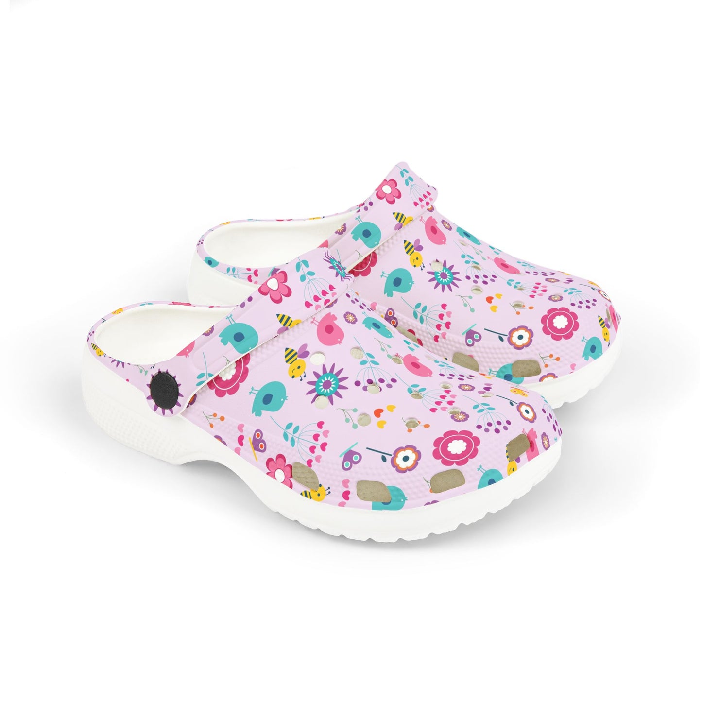 Kids Floral Clogs — Pink EVA Foam Garden Slip-Ons