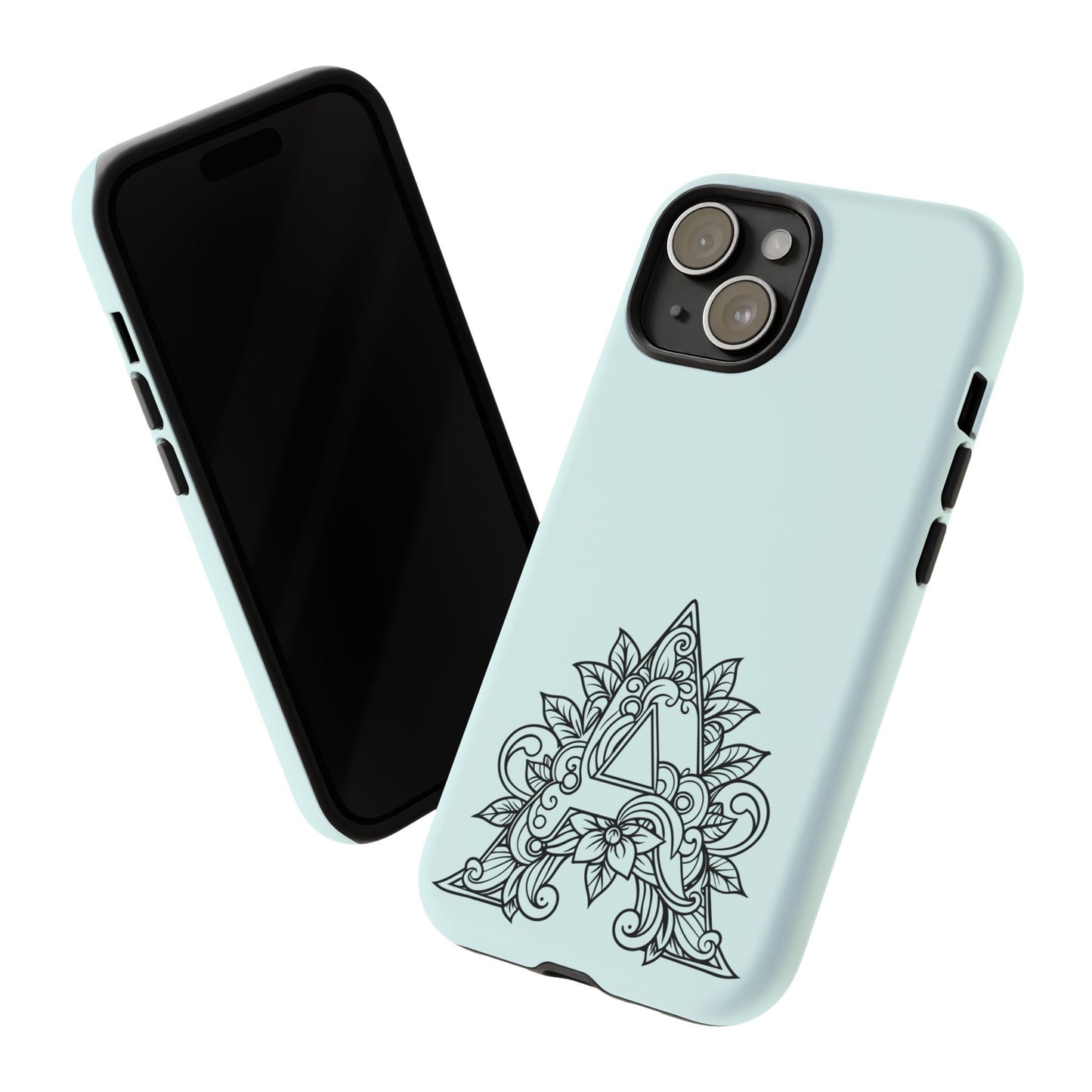 Personalized Tough Phone Case, Floral Monogram Cell Phone Cover, Custom Protective Case, Unique Gift, Birthday, Graduation
