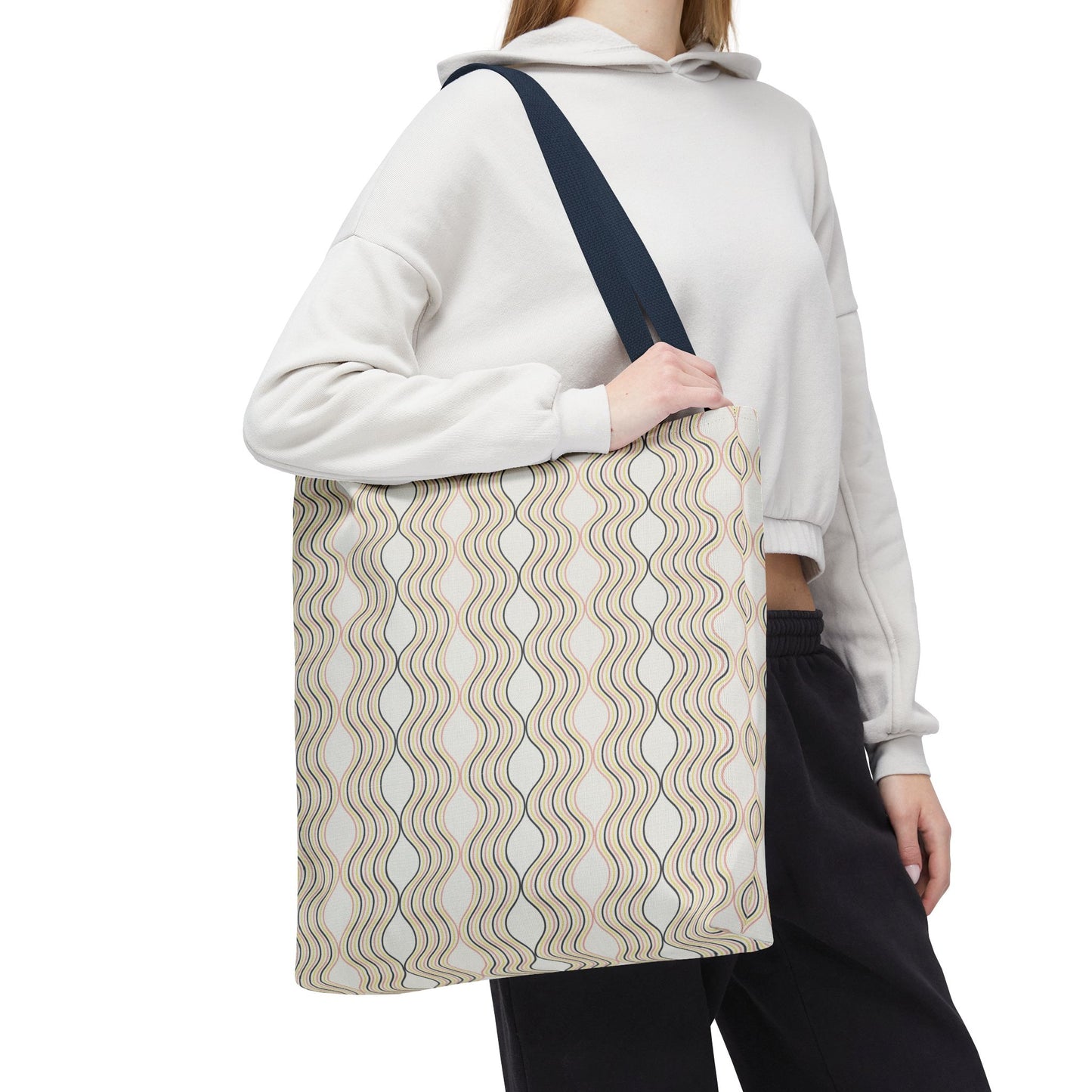 Waves Pattern Tote Bag, Boho Chic Handbag, Everyday Carry, Beach Bag, Gift for Her, Eco-Friendly Style
