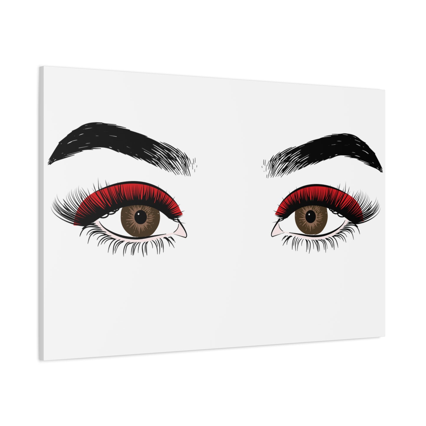 Red Lashes Wall Art Canvas — Glam Eyes Makeup Decor