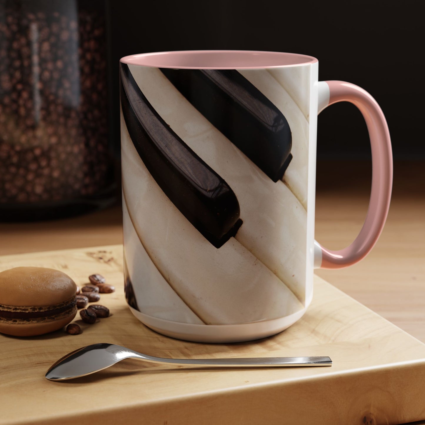 Musical Accent Coffee Mug | Piano Design, Coffee Lover Gift, Musician Mug, Stylish Drinkware, Home & Office Decor