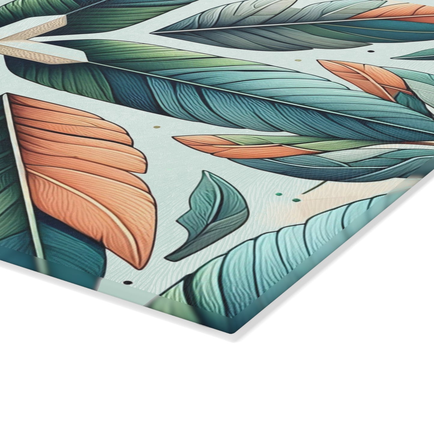 Tropical Leaf Glass Cutting Board — Decorative Kitchen Chopping Board