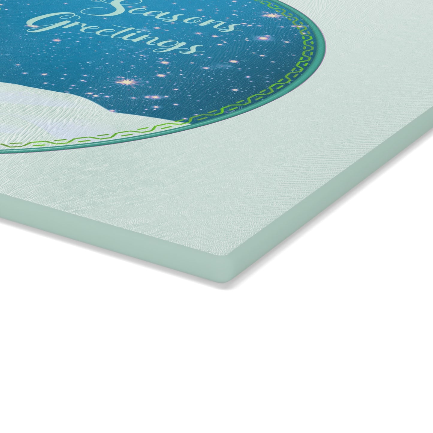 Seasons Greetings Glass Cutting Board – Festive Winter Trees Holiday Kitchen Decor