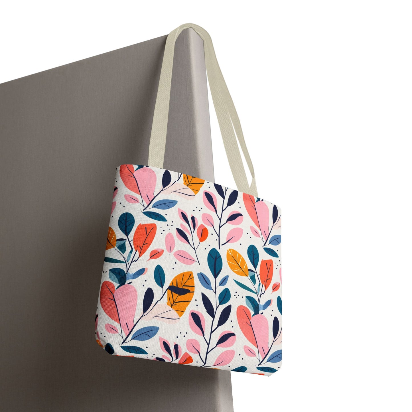Floral Leaves Tote Bag — Colorful Botanical All-Over Print Bag