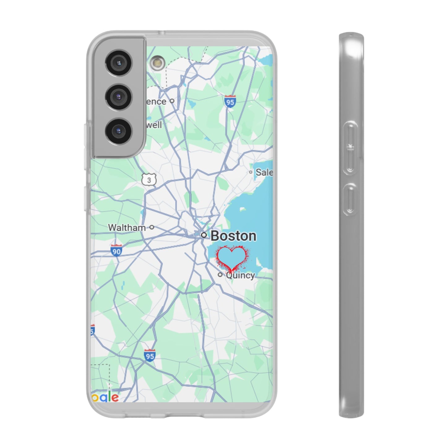 Boston Map Flexi Case for iPhone, Custom Location Phone Case, Unique Gift, Boston Heart Design, Travel Lover Accessory