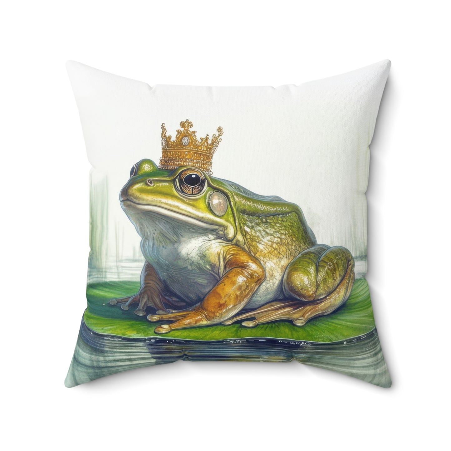 Royal Frog Square Pillow Whimsical Home Decor Frog King Pillow