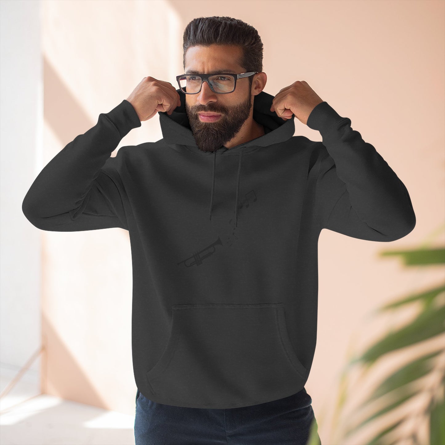 Trumpet Music Notes Hoodie — Minimalist Jazz Instrument Pullover