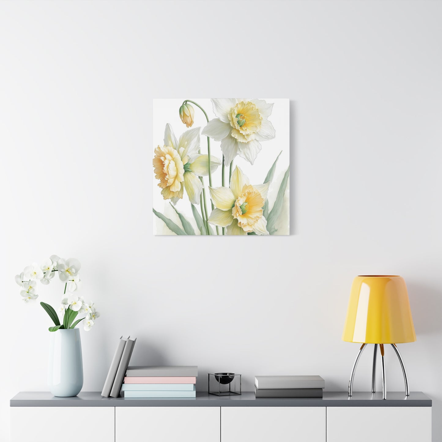 Matte Canvas, Stretched, 1.25" beautiful flowers white and yellow.